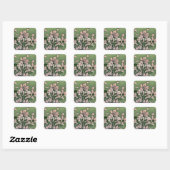 Sticker Carré Fleur Rose Verte (Feuille)