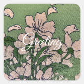 Sticker Carré Fleur Rose Verte (Devant)