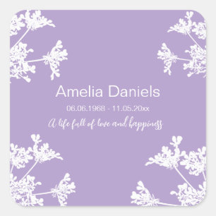 Sticker Carré Fleur sauvage blanc en mémoire