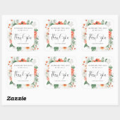 Sticker Carré fleur sauvage d'été fait main avec amour merci (Feuille)