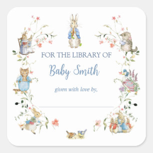 Sticker Carré Fleur sauvage Peter the Rabbit Plaque de livre