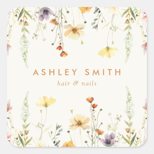 Sticker Carré Fleur sauvage rustique (Devant)