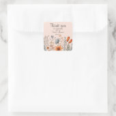 Sticker Carré Fleur sauvage rustique Boho en oranges et gris (Sac)