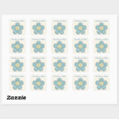 Sticker Carré Fleur texturée bleue (Feuille)