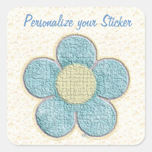 Sticker Carré Fleur texturée bleue (Devant)