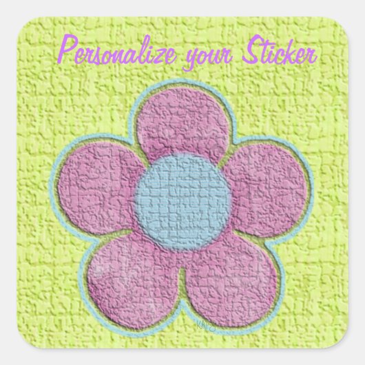 Sticker Carré Fleur texturée rose (Devant)