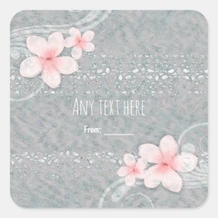 Sticker Carré Fleur tropicale de Plumeria gris rose fête d'été