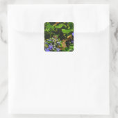 Sticker Carré Fleur violette et abeille boursouflante (Sac)