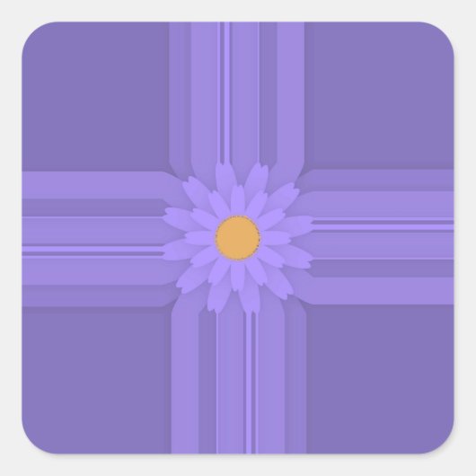 Sticker Carré Fleur Violette Simple sur Croix Impression Moderne (Devant)