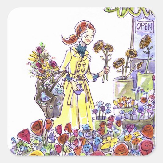 Sticker Carré Fleurs (Devant)