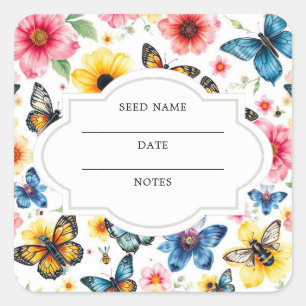 Sticker Carré Fleurs abeilles jardin motif semence épargner enve