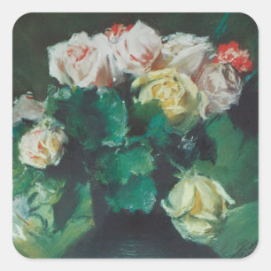 Sticker Carré Fleurs (alias Roses) de William Merritt Chase