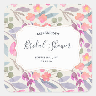 Sticker Carré Fleurs Aquarelle Rêveuses Réception de Mariage