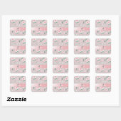 Sticker Carré Fleurs aquarelles chic monogramme (Feuille)