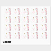 Sticker Carré Fleurs aquarelles Première communion (Feuille)