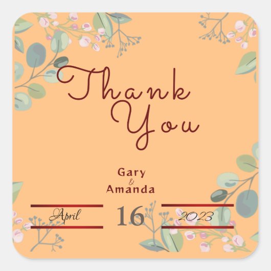 Sticker Carré Fleurs avec feuilles (Devant)