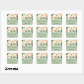 Sticker Carré Fleurs beiges Mariage vert Faveurs (Feuille)