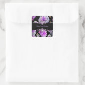 Sticker Carré Fleurs Black violet Floral fête d'anniversaire (Sac)