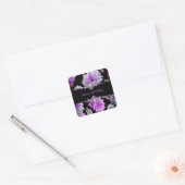 Sticker Carré Fleurs Black violet Floral fête d'anniversaire (Enveloppe)