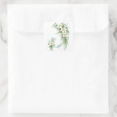 Sticker Carré Fleurs Blanches Au Ruban (Sac)