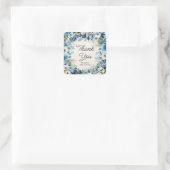 Sticker Carré Fleurs blanches et bleues pour la fête d'anniversa (Sac)