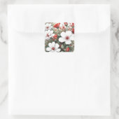 Sticker Carré Fleurs blanches et rouges Élégante aquarelle (Sac)