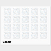 Sticker Carré Fleurs blanches sur bleu clair. (Feuille)