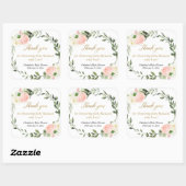 Sticker Carré Fleurs blanches verdure rose aquarelle élégante (Feuille)
