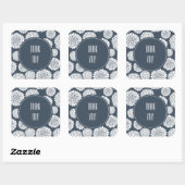 Sticker Carré Fleurs Bleues Chic (Feuille)
