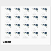 Sticker Carré Fleurs Bleues de la Marine, Verdure, Boho, Anniver (Feuille)