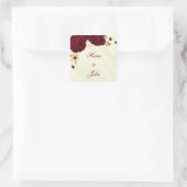 Sticker Carré fleurs bordeaux or feuille (Sac)