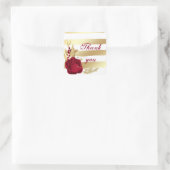 Sticker Carré fleurs bordeaux & or feuille blanc merci (Sac)