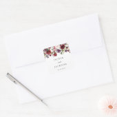Sticker Carré Fleurs Bourgogne, Fleurs roses, Verdure, Mariage (Enveloppe)