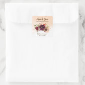 Sticker Carré Fleurs bourguignonnes | Merci pour le Mariage à ve (Sac)