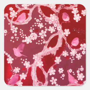 Sticker Carré Fleurs Cerisier Fleurs Fleurs Fleurs de Cerisier R
