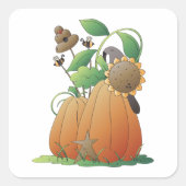 Sticker Carré Fleurs citrouilles Et Abeilles (Devant)
