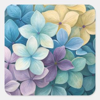 Sticker Carré Fleurs colorées naturelles