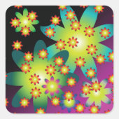 Sticker Carré Fleurs colorées rétro (Devant)