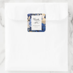 Sticker Carré Fleurs crème bleu marine