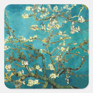 Sticker Carré Fleurs d'amandier de Van Gogh Impressionnisme clas