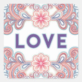Sticker Carré Fleurs d'amour vintage (Devant)