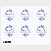 Sticker Carré Fleurs d'anémones bleues art mariage me jeter des  (Feuille)