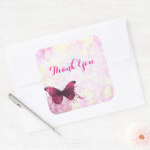 Sticker Carré Fleurs d'aquarelle avec Merci papillon (Enveloppe)