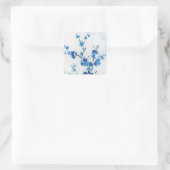 Sticker Carré Fleurs d'Aquarelle Bleue Delicate Belle (Sac)