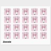 Sticker Carré Fleurs d'aquarelle Cerf (Feuille)