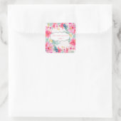 Sticker Carré Fleurs d'aquarelle chic, Message de motivation (Sac)