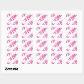 Sticker Carré Fleurs d'aquarelle rose (Feuille)