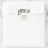 Sticker Carré Fleurs d'aquarelle rose et bleu (Sac)