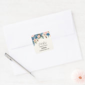 Sticker Carré Fleurs d'aquarelle rose et bleu Bougie Business (Enveloppe)