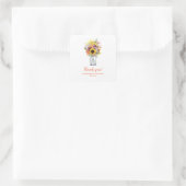 Sticker Carré Fleurs d'automne/automne en Merci Mariage de Mason (Sac)